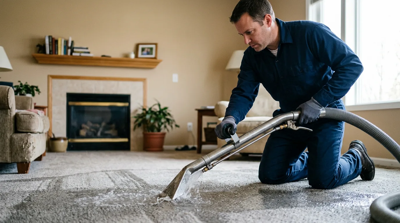 Water damage restoration technician working near Southgate, MI